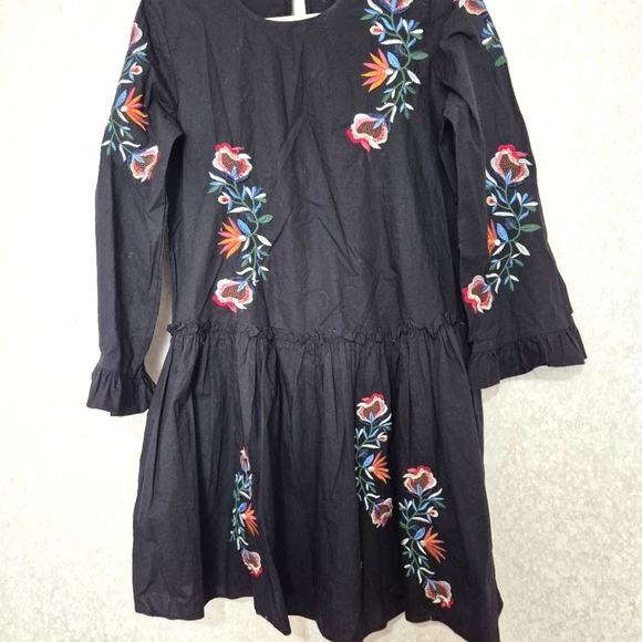 Zara Elegant Black Embroidered Long Sleeve Mini Dress..Size:XS - Picture 9 of 15